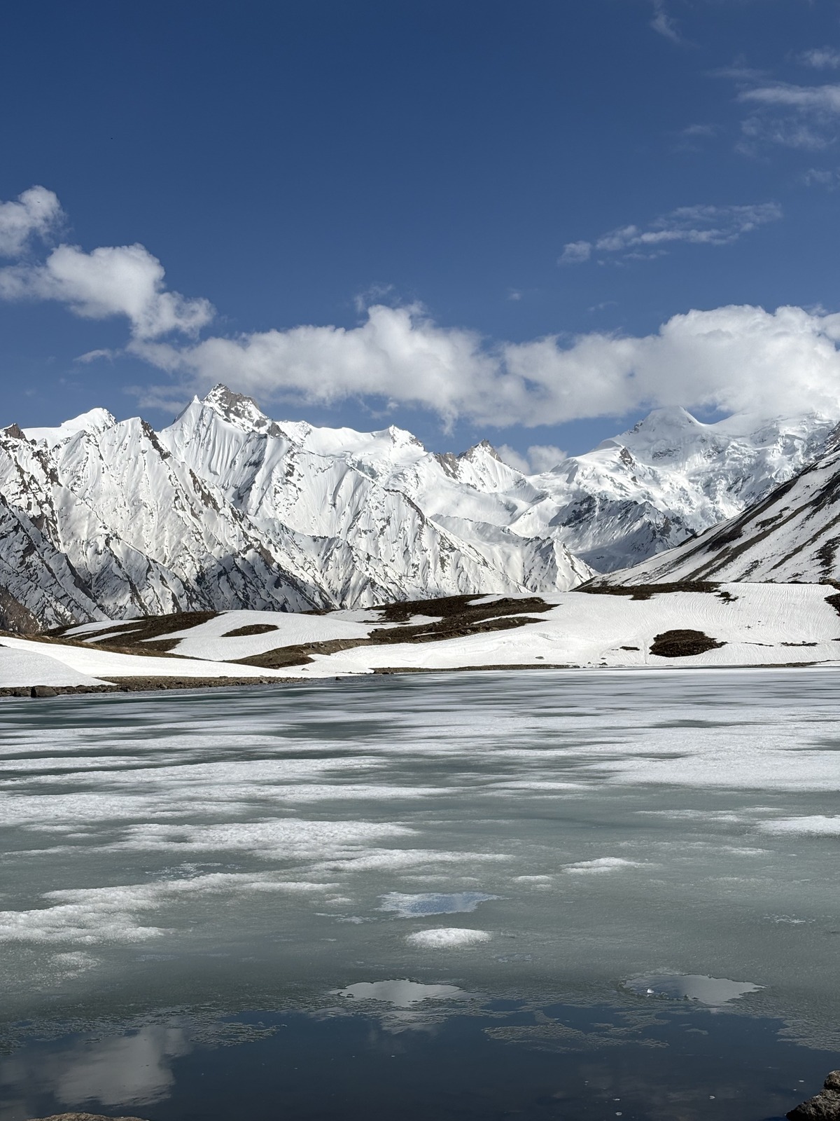 Frozen alpine lake under Kashmir peaks