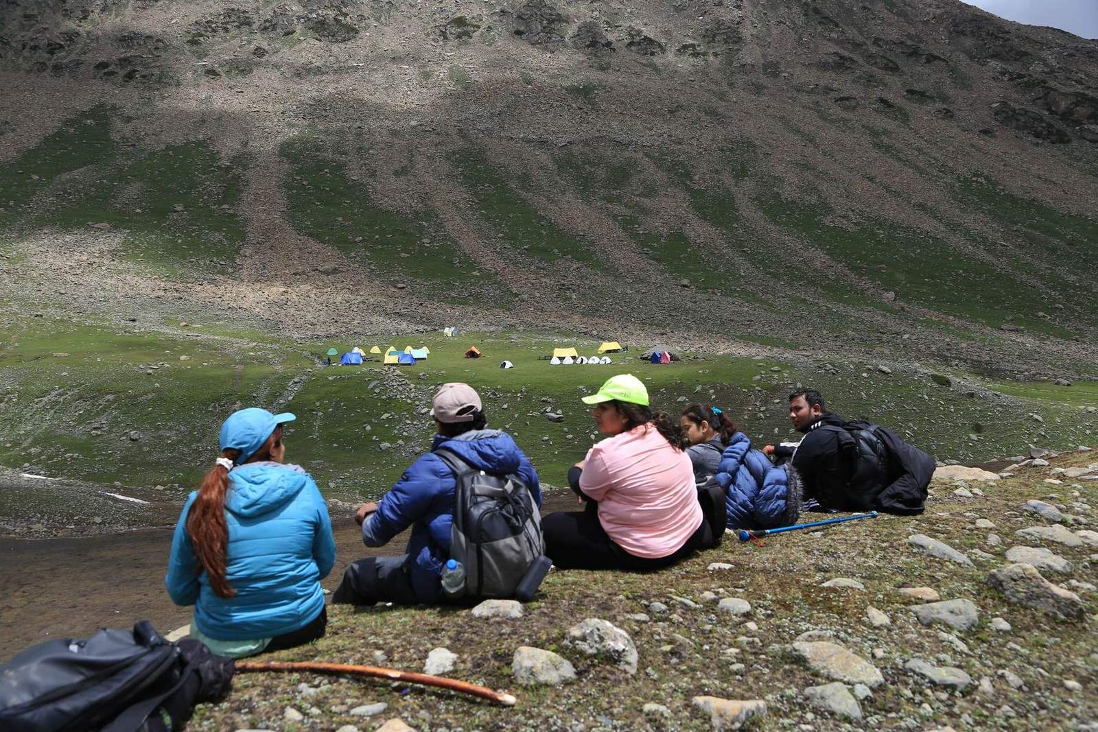 trekkers ridge above camp — Trekking in Kashmir